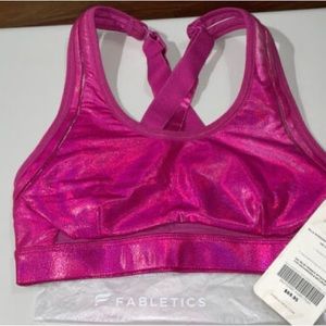 Fabletics Belle Iridescent Adjustable High Impact Sports Bra sangria shine M